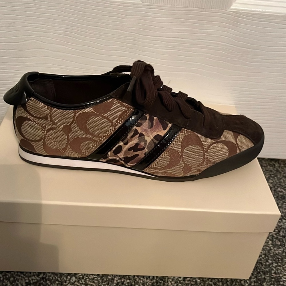 COACH Brown Sneakers with Cheetah Accent